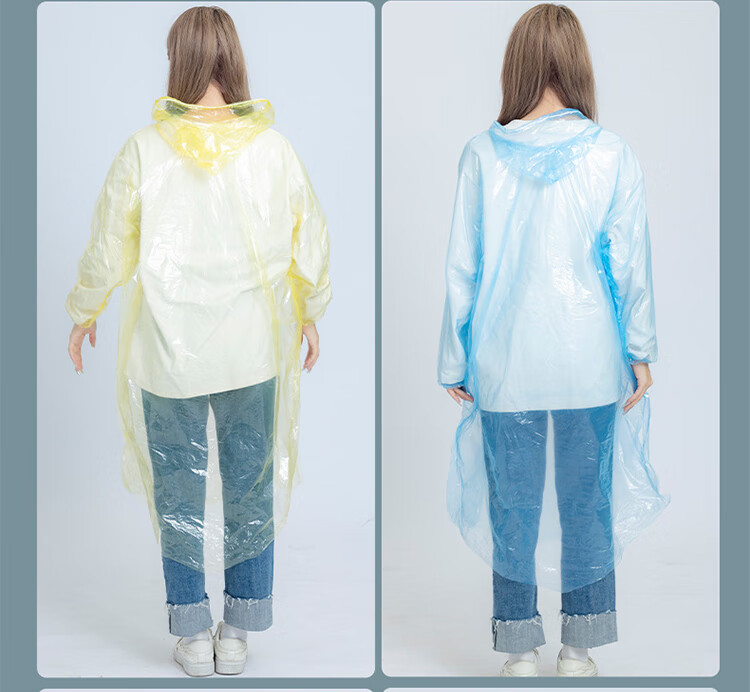 Mashifu Disposable Raincoat [7 pcs/pack] Adult Portable Card Rain Poncho PE Thickened Unisex Long Hooded Outdoor Transparent Raincoat One Size (Morandi 7 Colors) 19