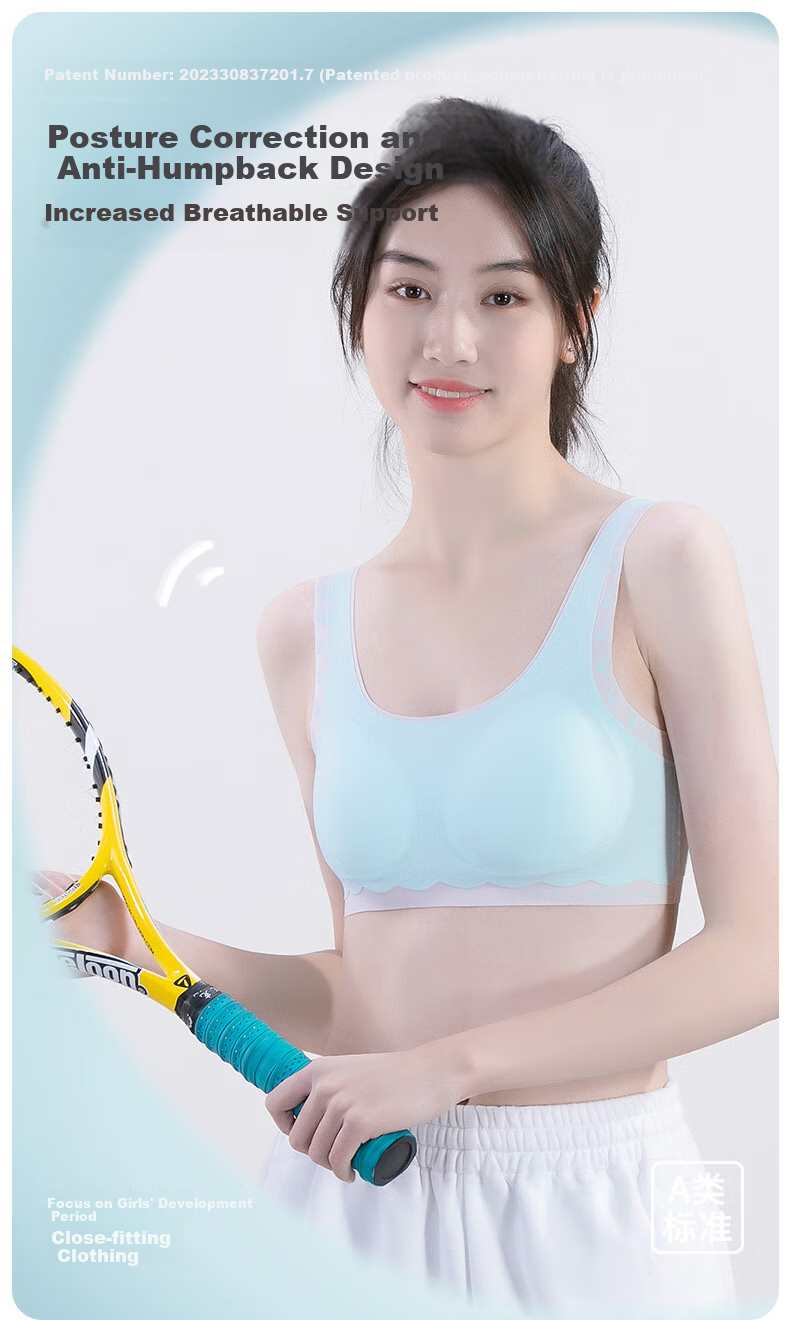 Ailier &ouluola Girls' Underwear Bra for Puberty Ages 15-16 Three-Stage Bra for Middle And High School Students 6278 Blue L 1