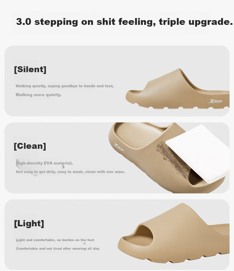 XTEP Women's Slippers, Slide Sandals, Summer Outdoor Wear, Women's Sports Slippers, A461, Black, Size 37-38 5