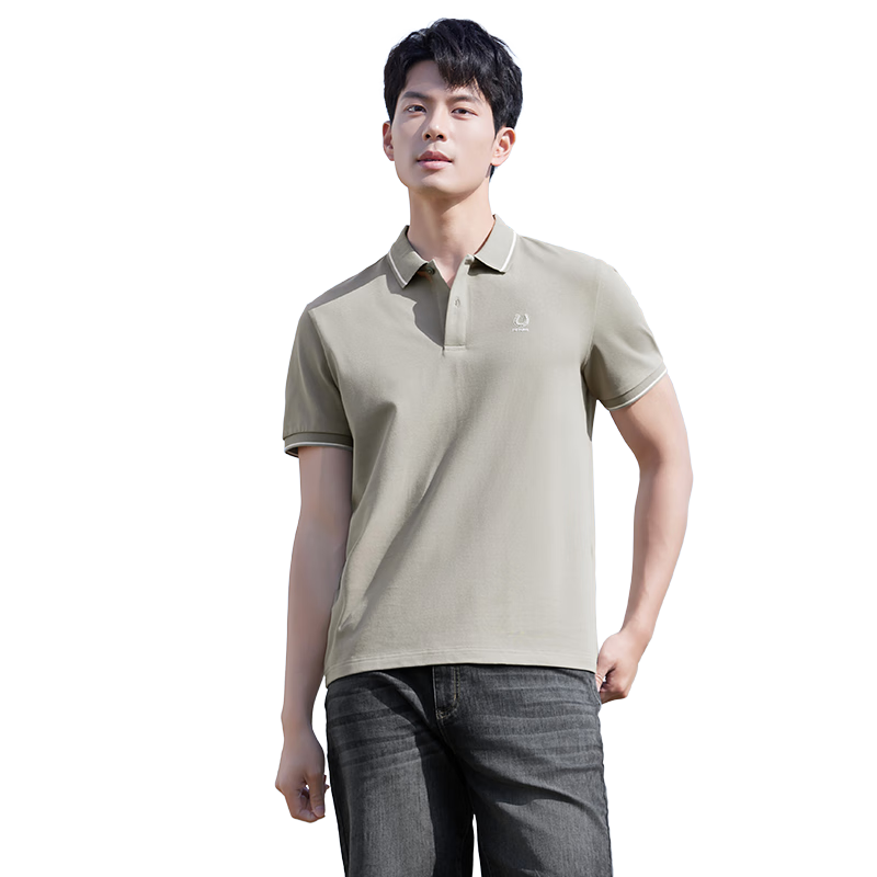 Laxton Summer New Business Casual Men's Short Sleeve Polo Shirt Gray Green 3XL