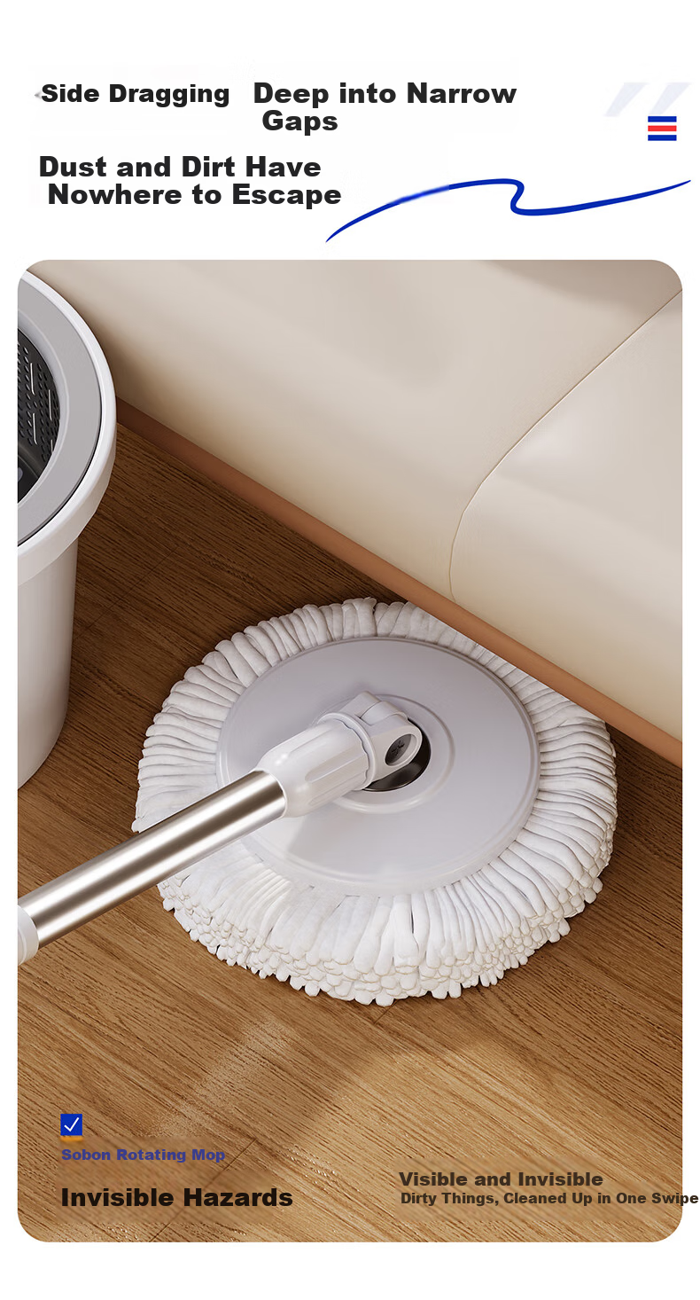 Sobam Rotating Mop, 34cm, 2 Heads, Household All-In No Hand Washing, Dual-Drive Floor Mop, Absorbent Mop Bucket Set 9