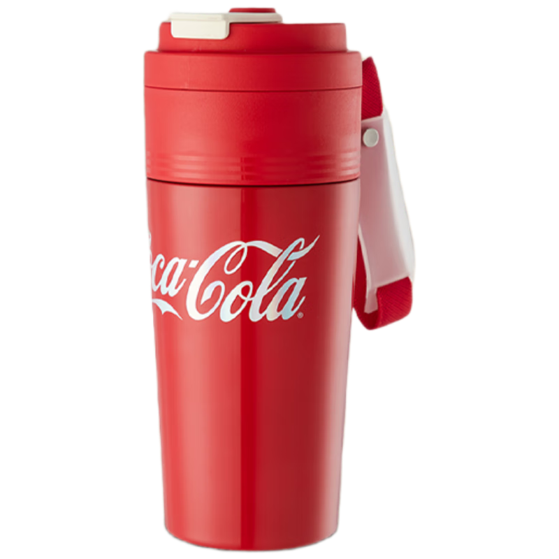 Coca-Cola Juicer Cup, Small Portable Blender with Ice Crusher, Dual-Lid Juicing Machine, USB Rechargeable Juicer AH-60GZ01JR Red