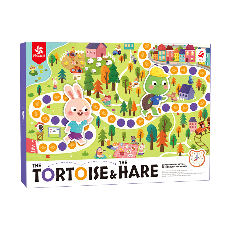 Pinwheel Children's Board Game, Gift for Ages 3-6, Educational Toy for Thinking Skills Development, Time Clock Teaching Aid, Turtle And Rabbit Racing Game