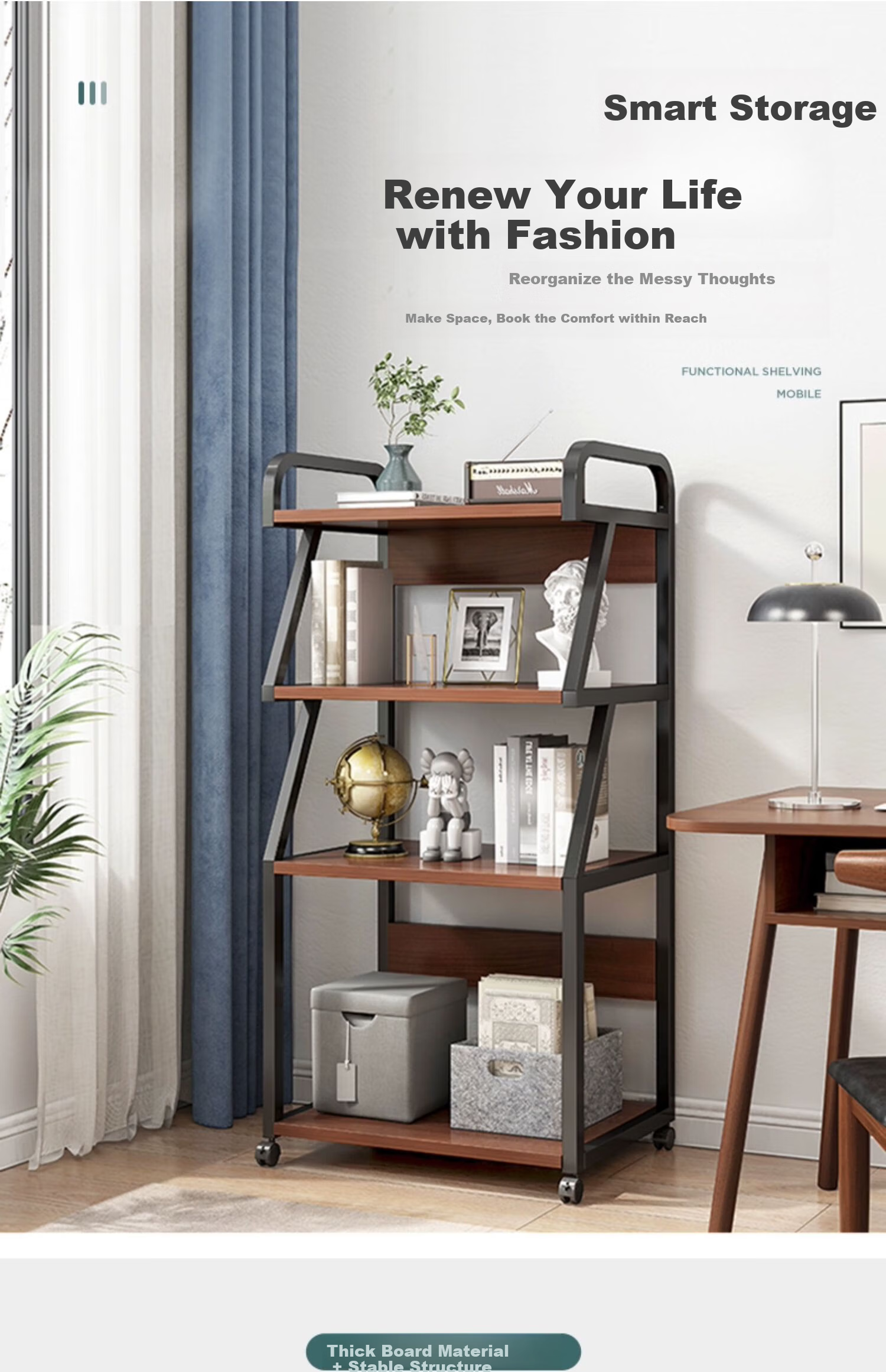 FENJIEXIAN Storage Rack, Printer Stand, Floor Storage Rack, Multi-Tier Organizer Shelf, Simple Movable Main Unit Holder 1
