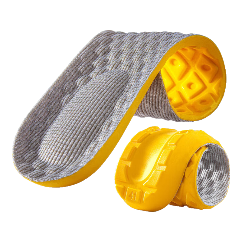 IQGD 2 Pairs of Insoles for Men And Women, Latex Soft Elastic Shock-Absorbing Military Training Essential 5016 2 Pairs - Gray And Yellow 43-44
