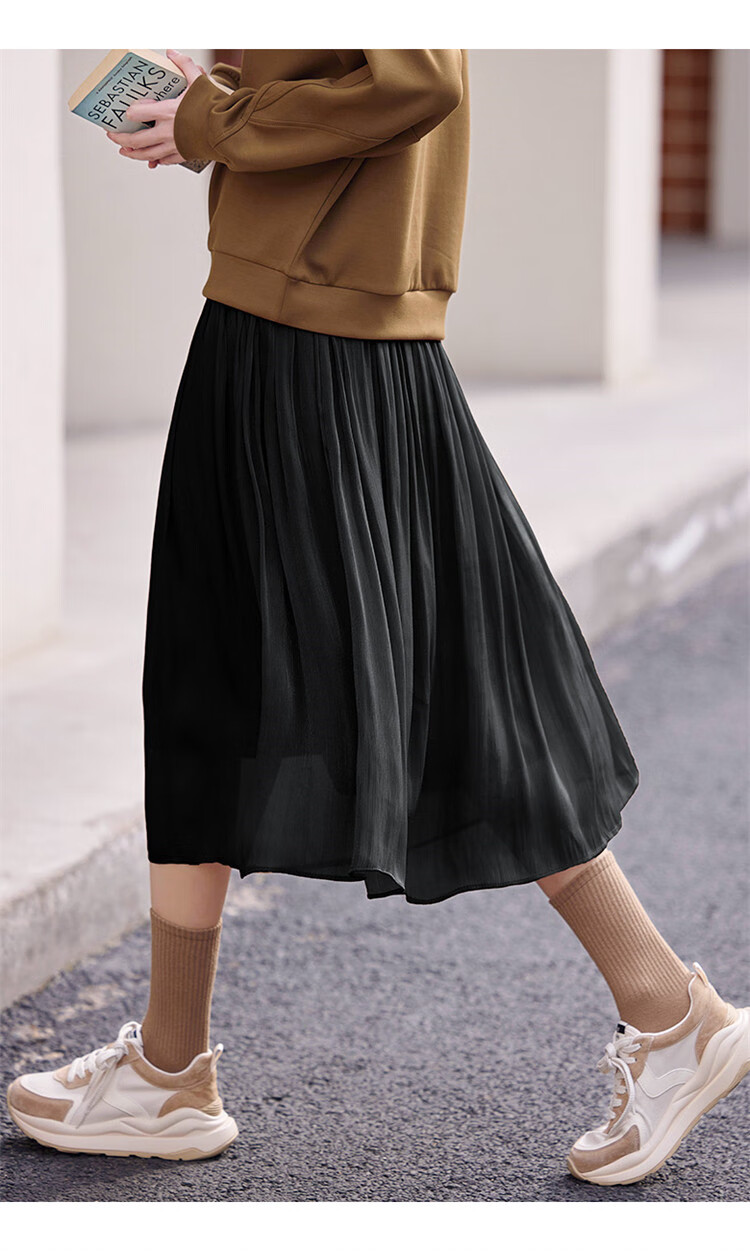 Dme [Flowing Light Pleated Skirt] Spring Style, Internet Celebrity-Inspired Elastic Waist Flowing Pleated Umbrella Skirt for Wome 27