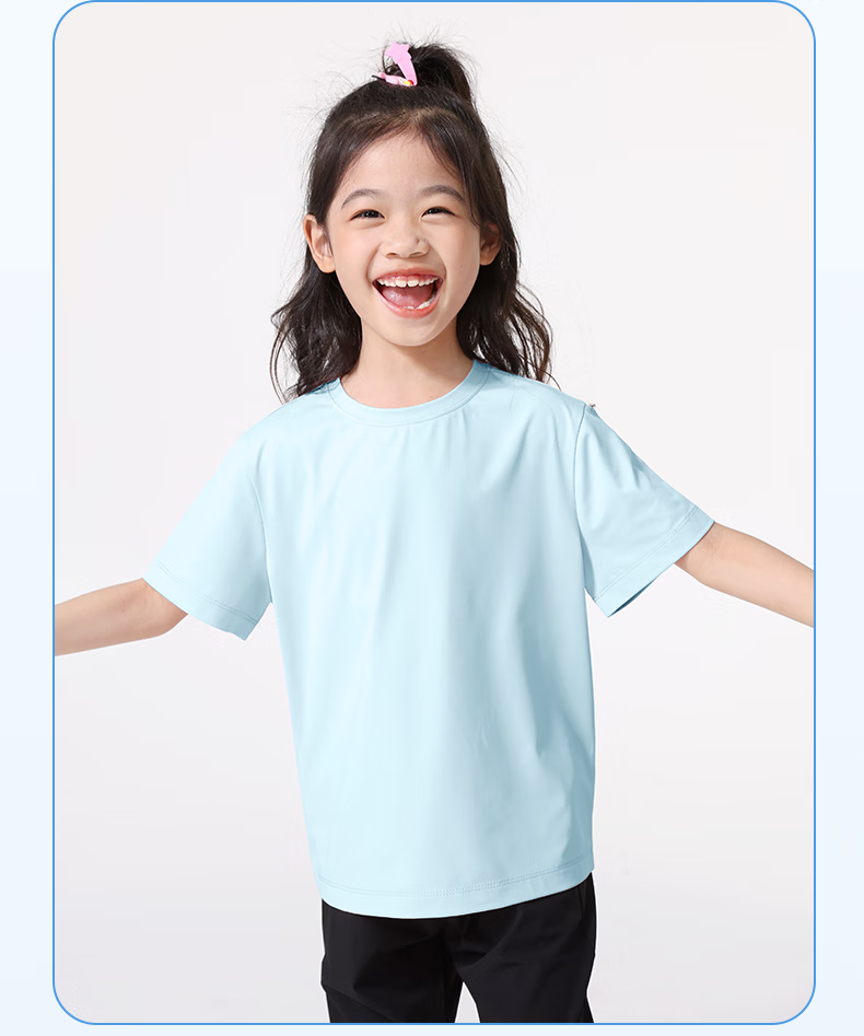 PEPCO Girls' Set 2026 Summer Thin Ice Silk Quick-Dry Short Sleeve Sports Shorts Two-Piece Set for Older Children 15