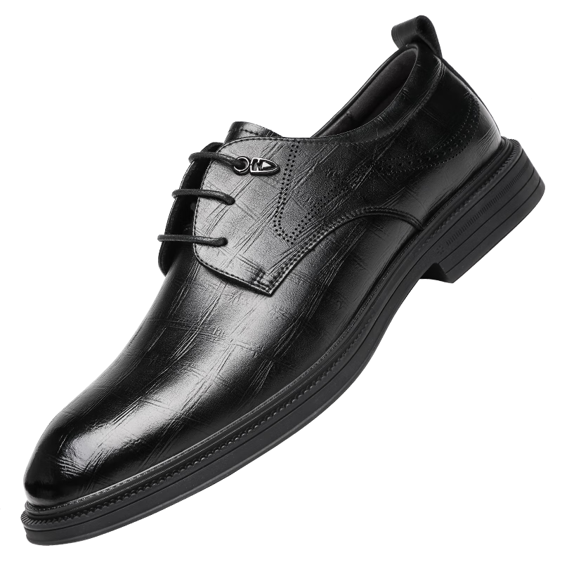 CARTELO 2025 New Men's Leather Shoes, Breathable Business Casual Men's Shoes, British Style Dress Shoes K059 Black Size 40