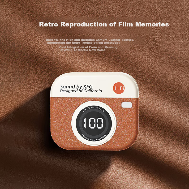 雅兰仕（EARISE）【柏林音效】复古相机款深度降噪超长续航半入耳式真无线运动跑步专用蓝牙耳机Q86 棕