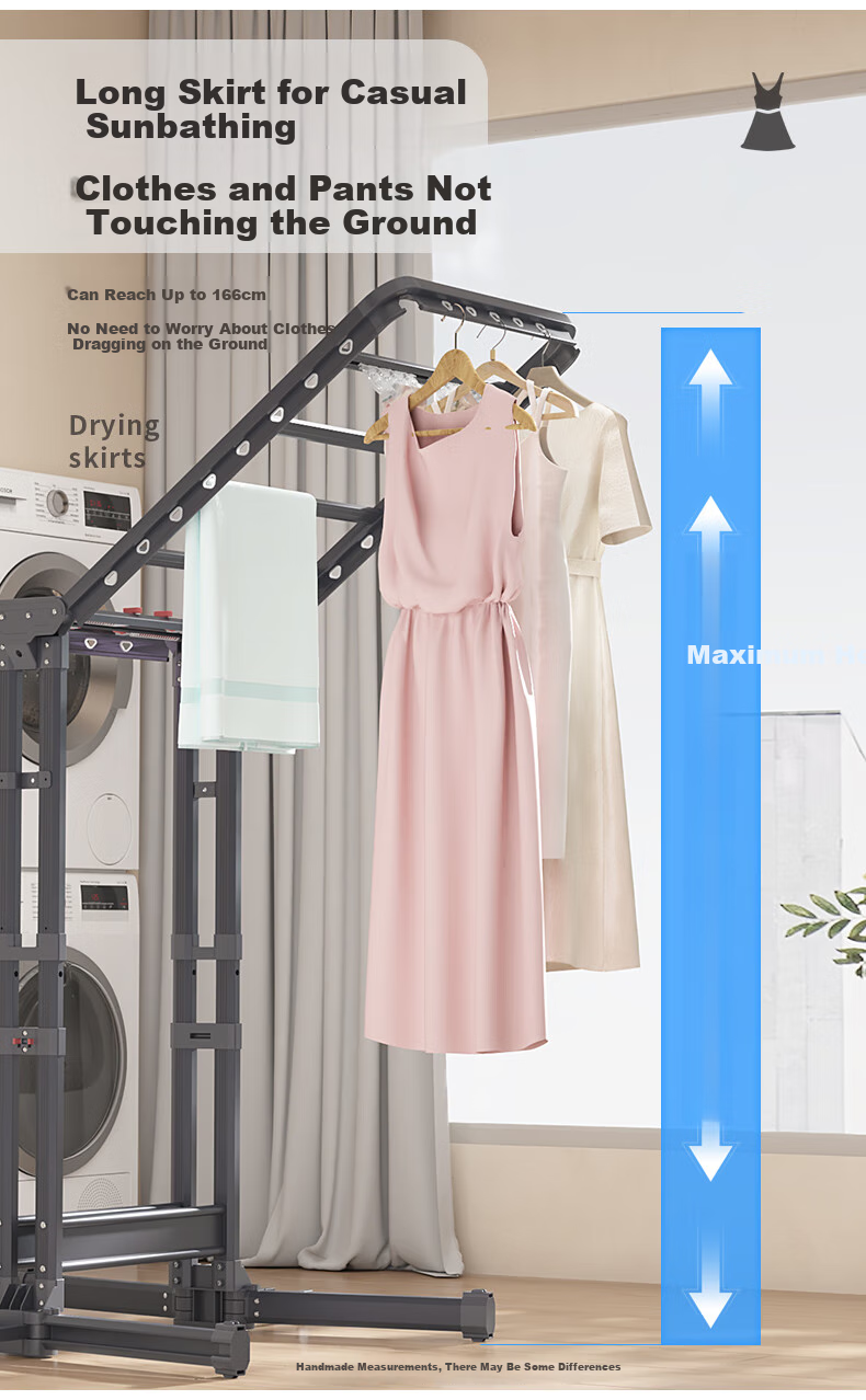HKG Aluminum Alloy Wing-Shaped Folding Clothes Drying Rack with Adjustable Height for Balcony, Laundry Room, Indoor And Outdoor Use, Thickened And Reinforced 9