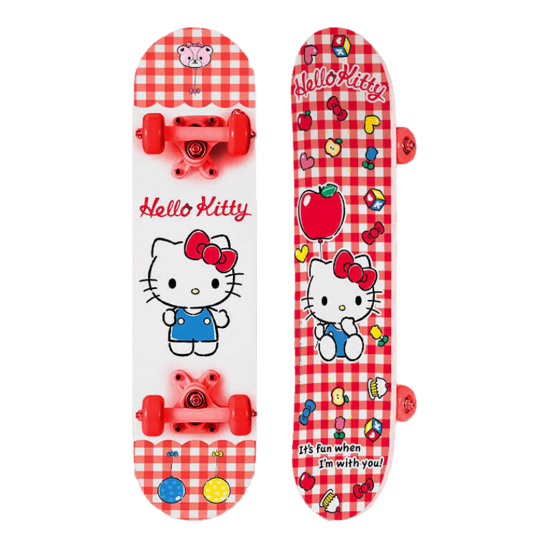 Xixia Kids Skateboard Kitty Cat Double Kickboard 6-12 Years Old Elementary School Beginner Outdoor Sports Toy Gift
