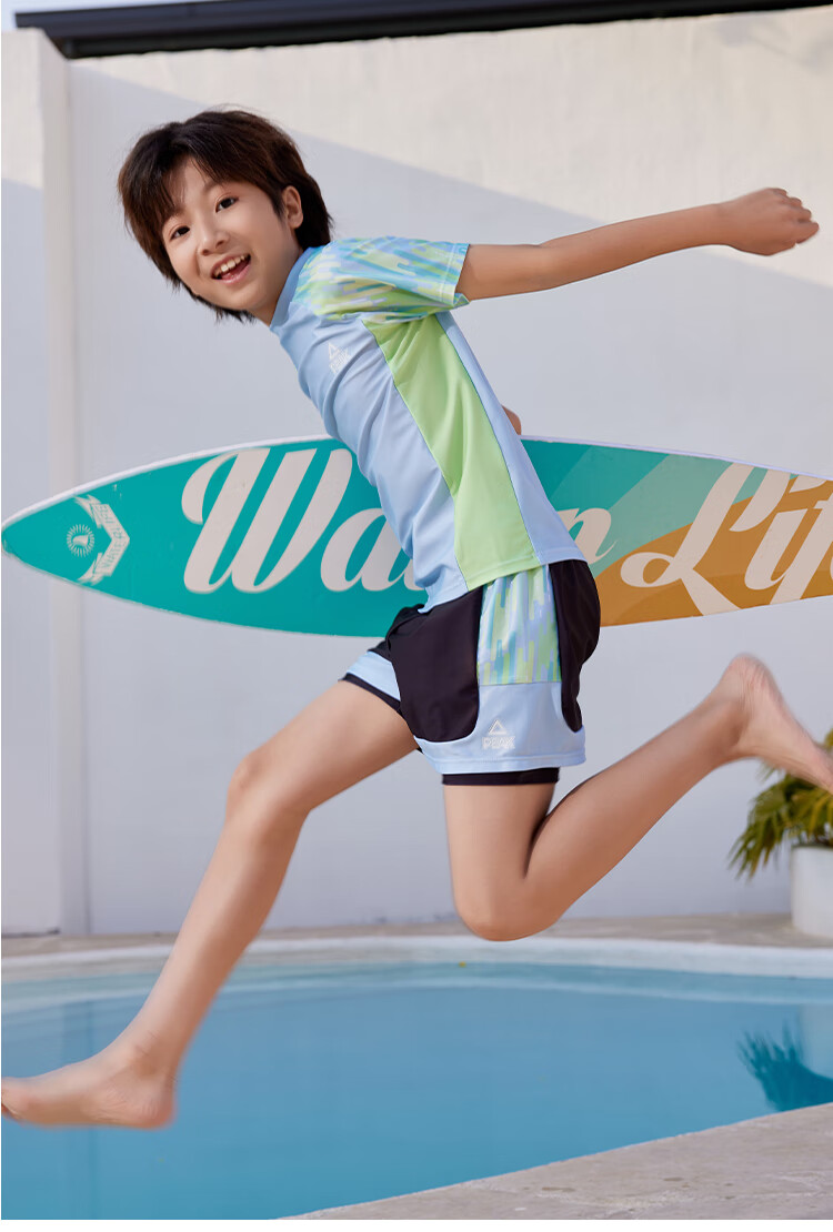 Pike Children's Swimwear Boys' Swim Trunks Set Two-Piece Swimsuit for Boys Big Small Medium Kids Gray And Black Size 150 13