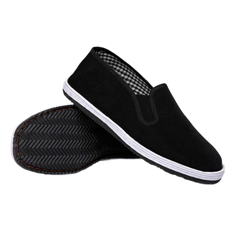 BAIGE Old Beijing Cloth Shoes Thousand-Layer Rubber Sole Labor Protection Shoes Black Handmade Slip-Resistant Breathable Slip-On Factory Logistics Workshop Work Shoes [Black] Comfortable Breathable Si