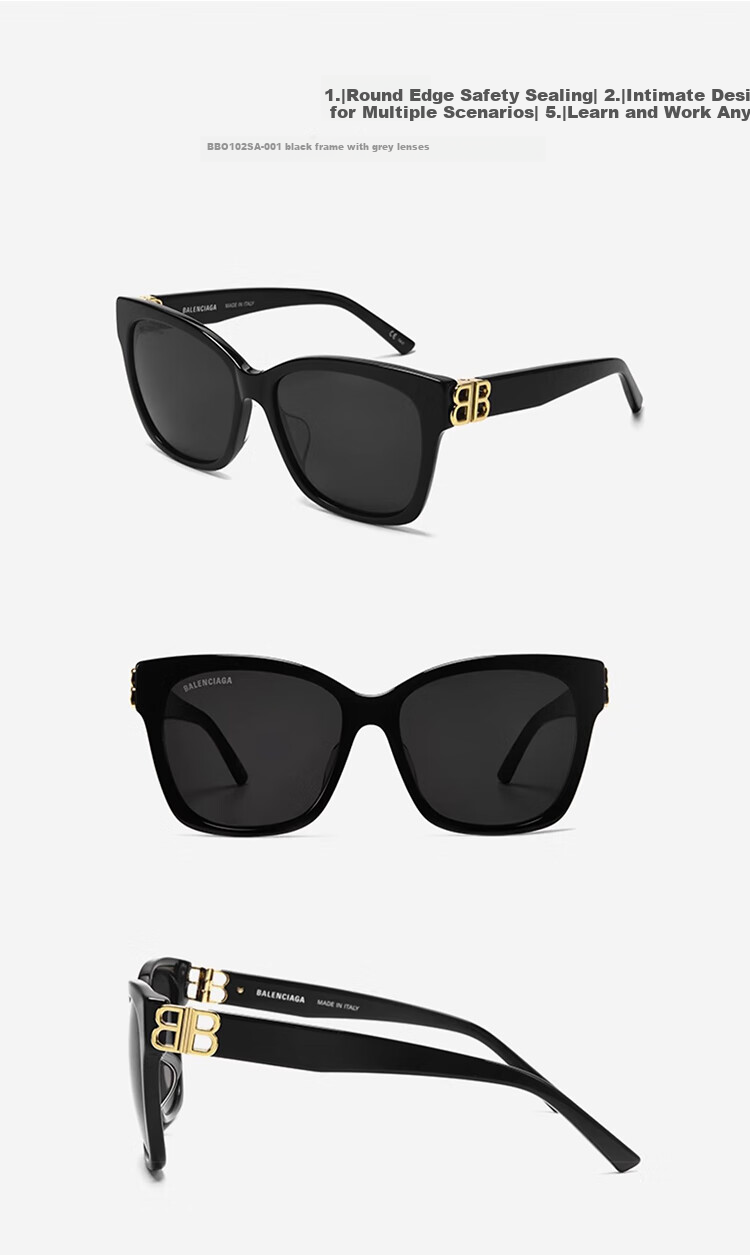 BALENCIAGA Parisian House Kailun Sunglasses, Square And Round Cat Eye Frame, Sunglasses for Men And Women, Gift BB0102SA-001 4
