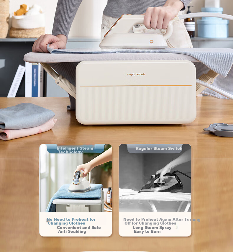 Morphyrichards Three-Fold Folding Iron Stand Garment Steamer Home Handheld Ironing Machine Steam Electric Iron Sterilization Dust Mite Removal Folding Storage Pulse Pressure Boosting Steam Ironing Table MR2035 5