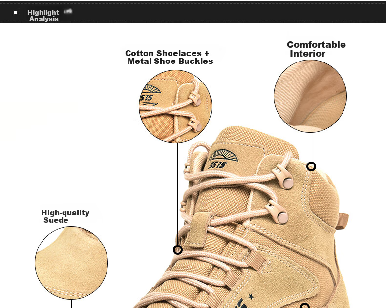 3515 Qiangren Outdoor Boots for Men, Spring And Autumn Combat Boots, Breathable Training Boots, Non-Slip Wear-Resistant Work Boots, Sand Color, Size 39 2
