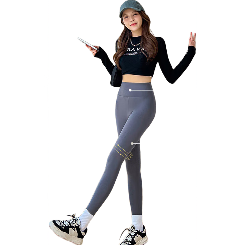 LangSha Shark Leggings for Women, Thin Autumn Style, Tight-Fitting, Tummy Control, Butt-Lifting Pants, High-Waist Fitness Base Layer Yoga Pants for Outer Wear