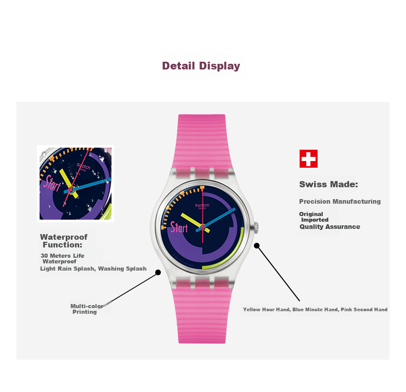 Swatch Swiss Watch, Three-Eye Chronograph Trendy Color-Block Retro Quartz Watch, Holiday Gift, Neon Luminous Marker 8