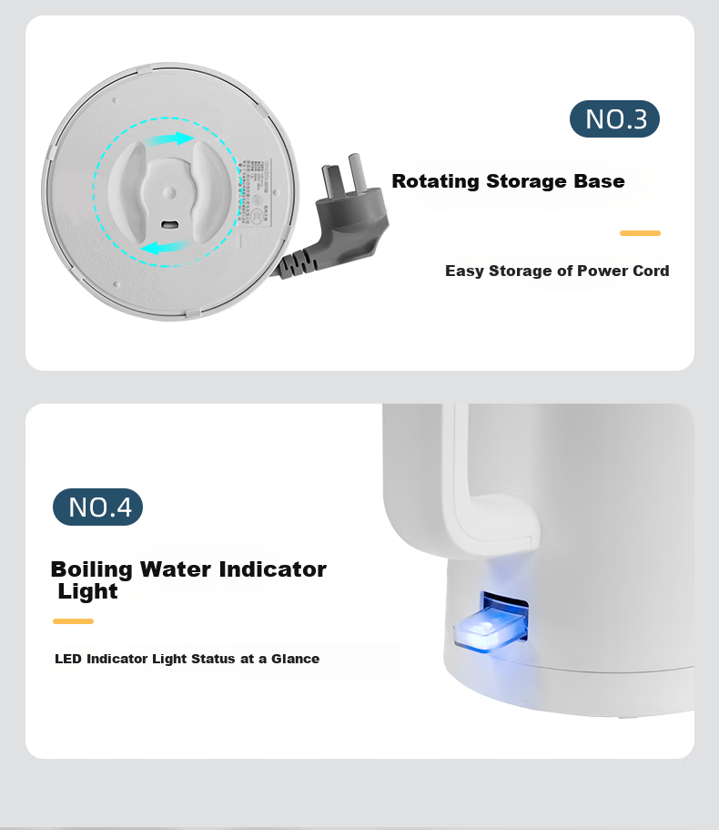 Grelide Electric Kettle, 1000W Low Power, for Student Dormitory, 1L Capacity, Double-Layer Anti-Scalding Design, Hotel-Grade 304 Stainless Steel Seamless Inner Pot, Hot Water Kettle HD1010 14
