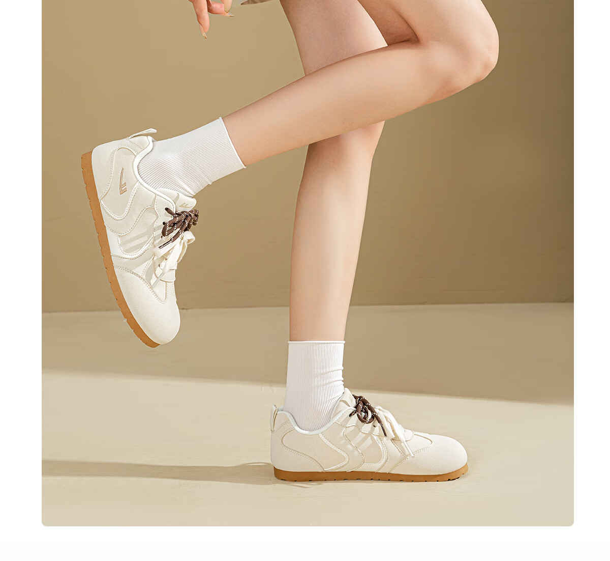 Warrior Women's Casual Ballet Style Sneakers Spring Summer Beige Size 40 Comfortable Soft Sole Fashion Versatile Shoes 12