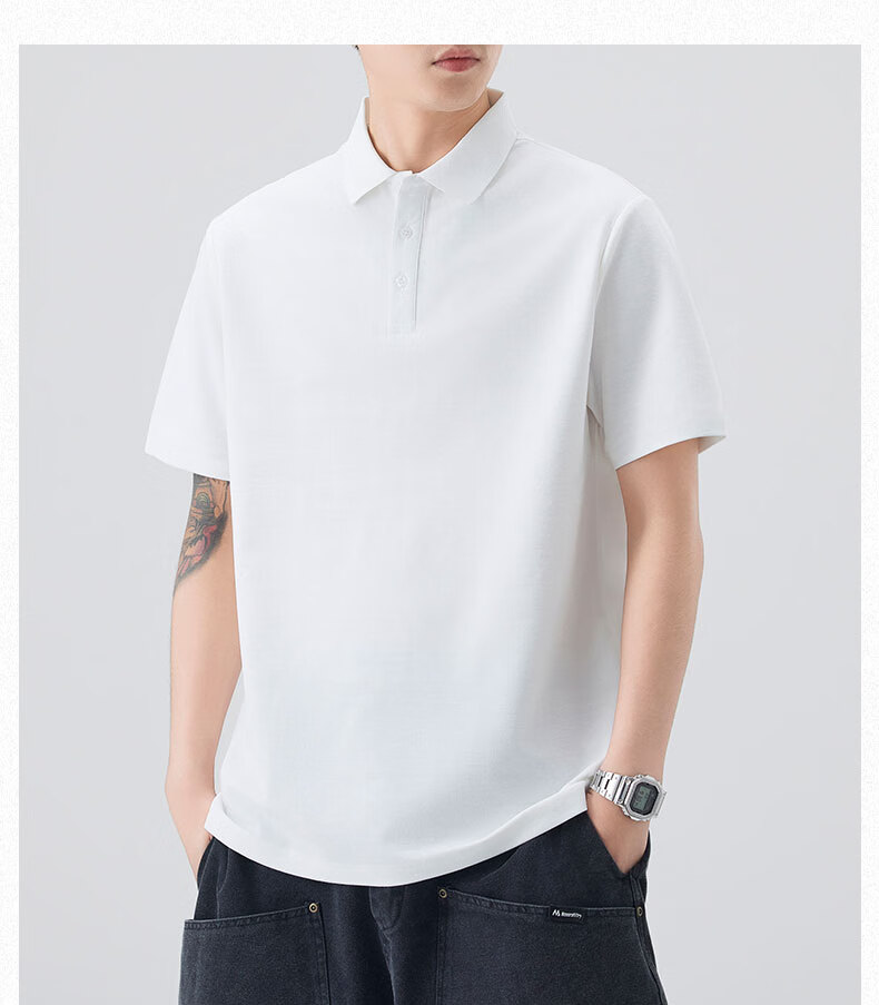 Jeanswest Outdoor Sports Short Sleeve T-Shirt Men Polo Shirt Summer Solid Color Loose Fit Casual Business Black XL 5