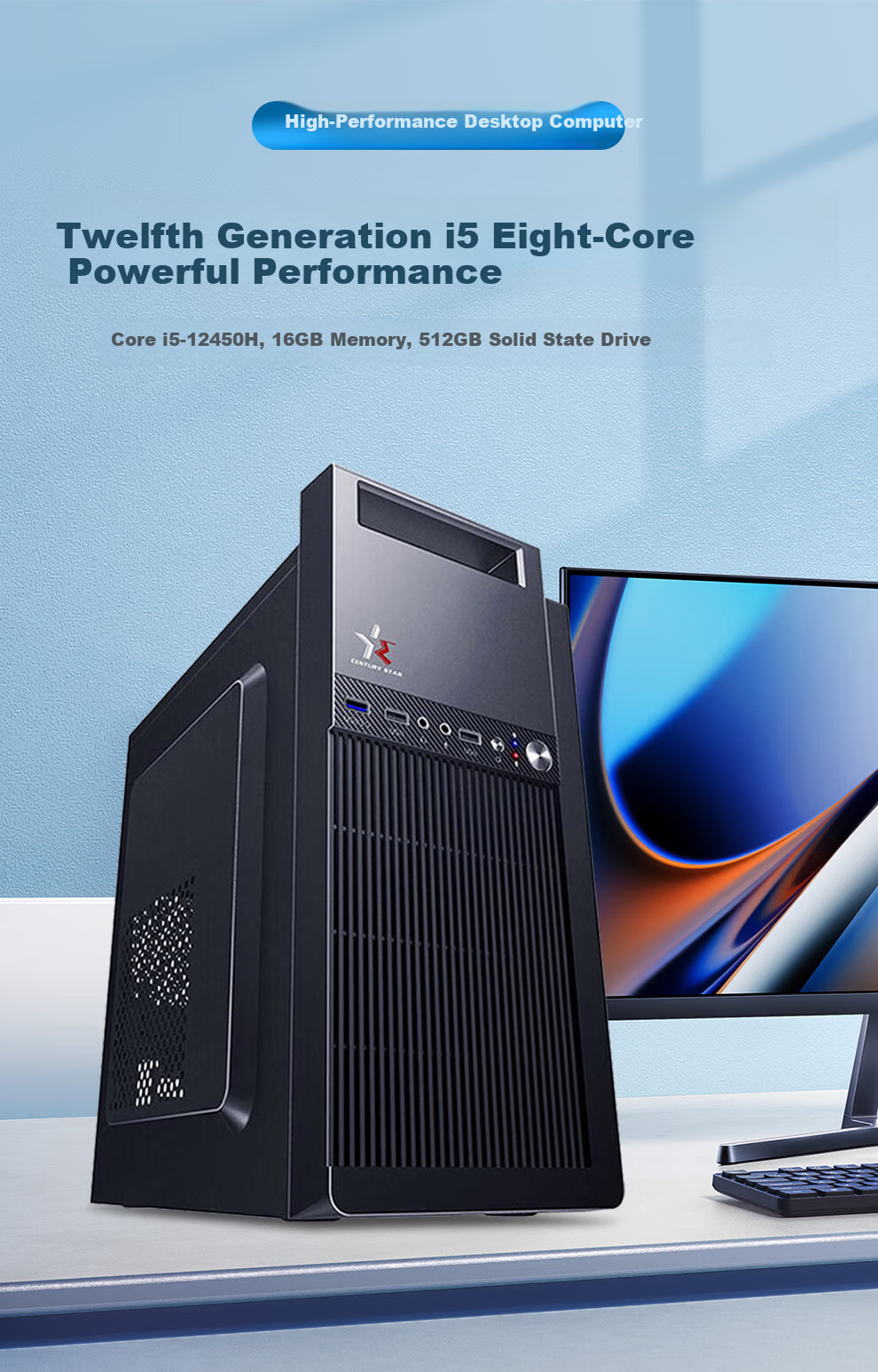 HEXIEHAO Subsidy 20% Office Gaming Home Desktop Computer Complete Set (13th Gen Core I5, 8GB RAM, 512GB SSD, 4GB Dedicated Graphics Card, Wireless WIFI) 1
