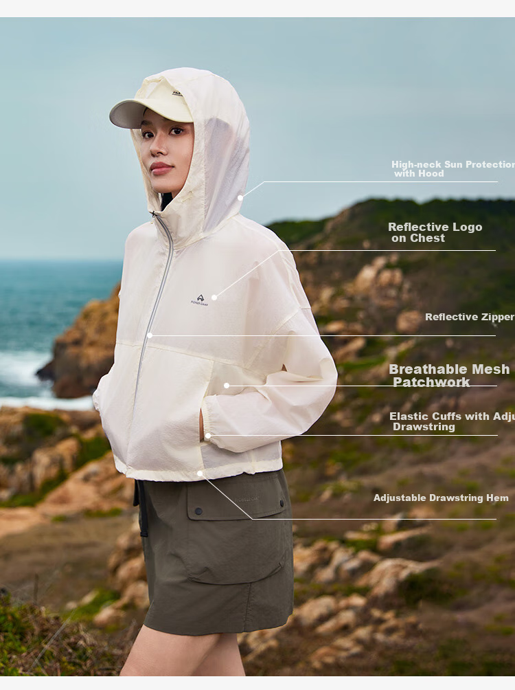 Pioneer Camp Sun Protection Clothing for Women, Summer Outdoor UPF50 Cool-Feeling Breathable Lightweight Sportswear Skin Coat Jacket, Milk White, M 2