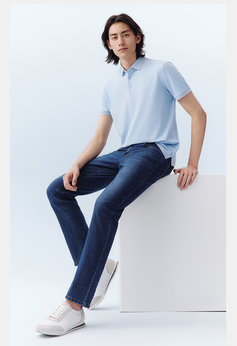 Hodo [Lin Gengxin's Style] Modal Silk Short-Sleeve Cool-Feeling Antibacterial Polo Shirt, Turn-Down Collar T-Shirt 25