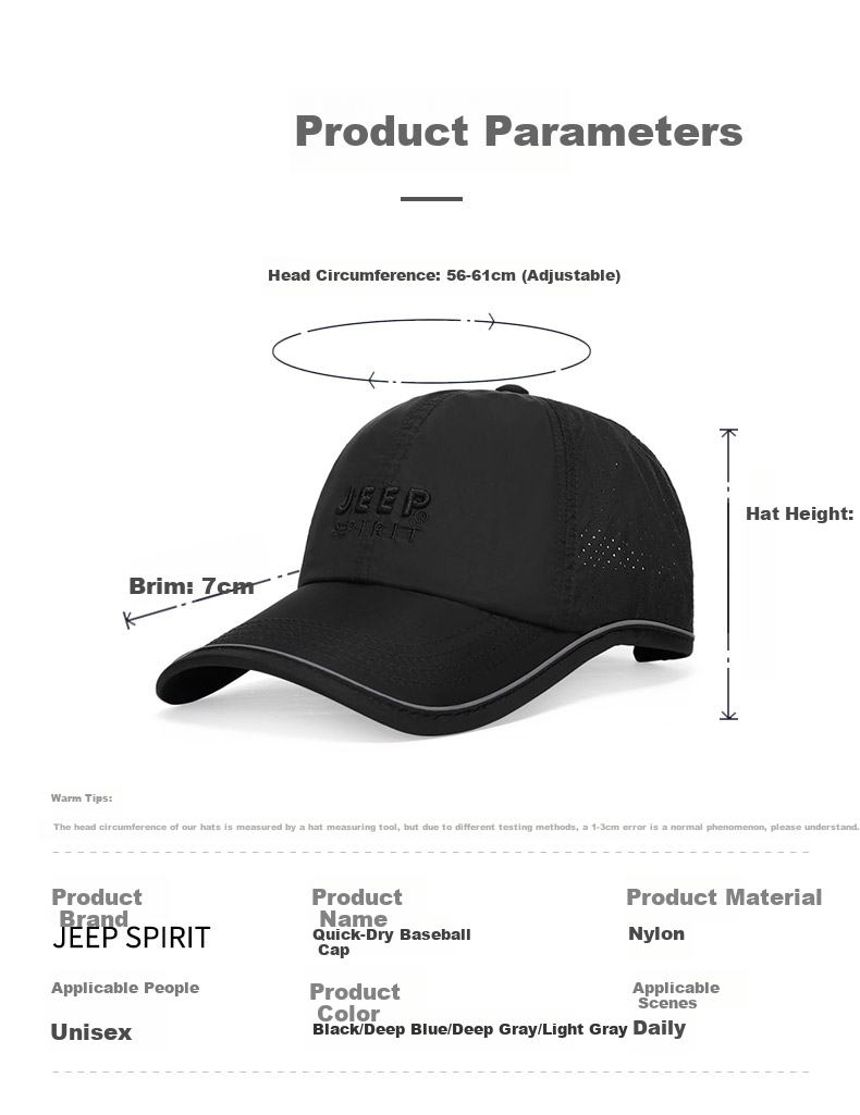 JEEP Men's Baseball Cap Duckbill Fashion Korean Style Versatile Outdoor Sports Casual Hiking Hat 2
