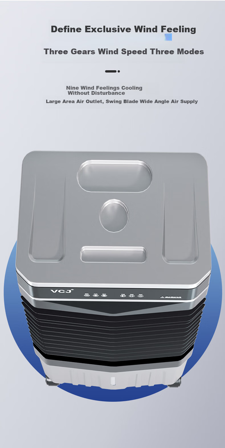 VCJ Powerful Cooling Commercial Evaporative Air Cooler High Airflow Water Cooling Fan Industrial Air Conditioner 40L Touch Control Timer ZHL-5500R 4