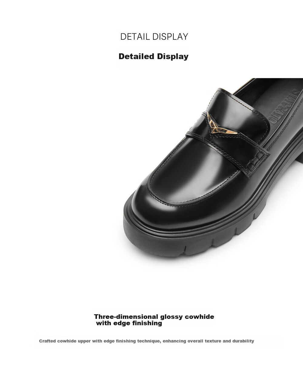 STACCATO Spring Small Gold Heron Jazz Loafers, JK Leather Shoes for Women, EGB03AA5, Cool Black, Size 35 11