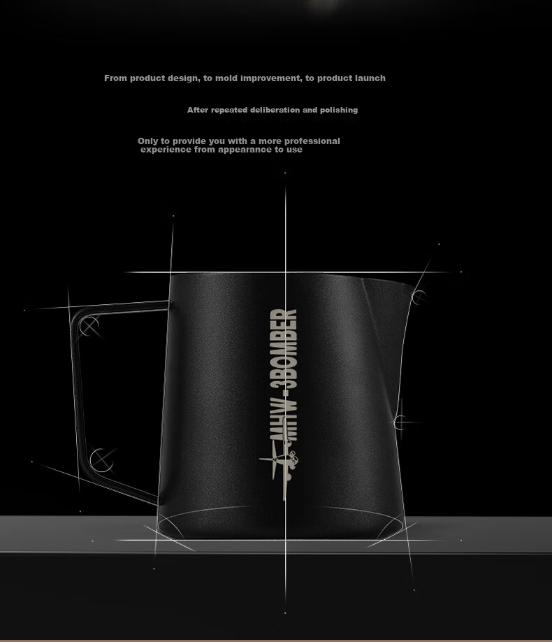 MHW-3BOMBER Gradient Pink Bomber 5.0 Latte Art Pitcher Crocodile Mouth Pointed Round Spout Professional Barista Milk Frothing Pitcher 4