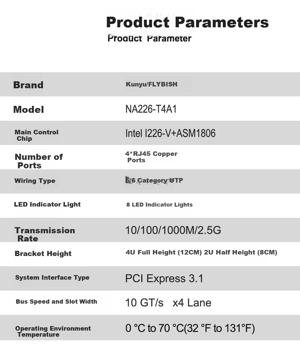 FLYBISH NA226-T4A2, PCIe X4 2.5G Network Card, Gaming E-Sports 2500M, Desktop Wired Intel I226-V Chip, NAS Soft Router, Qunhui 13