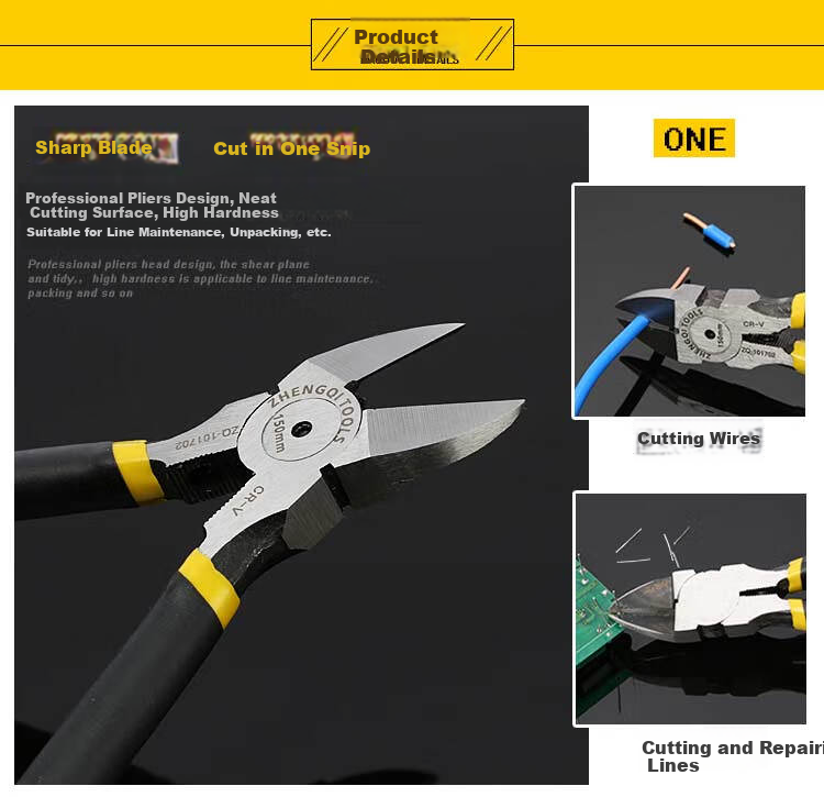 ZHENGQI Diagonal Cutting Pliers, Electrician's Wire Cutters, Industrial-Grade Ultra-Hard Pliers with Pointed Tips 3