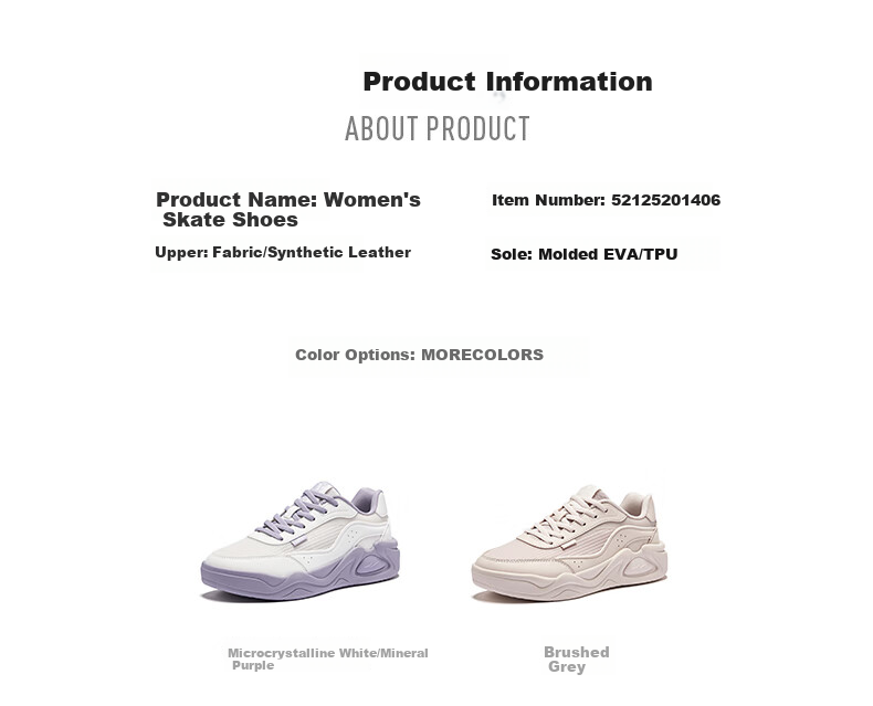 ERKE Women's Skateboard Shoes, Summer Breathable Sneakers, White Casual Shoes, Spring Peach Sports Shoes, 52125201406 1