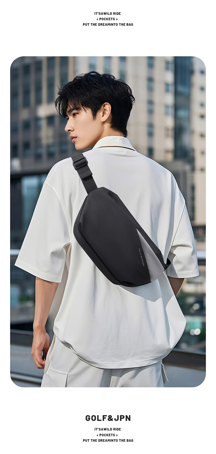 GOLF Chest Bag, Men's Casual Crossbody Bag, Shoulder Bag, IPad And Phone Bag, Water-Resistant Sports Cycling Small Backpack 2