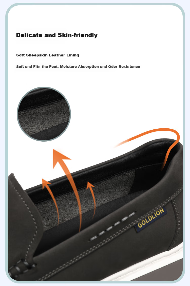 Goldlion Men's Shoes, Classic Fashion Casual Shoes, Comfortable Breathable Slip-On Loafers, G527510029RRB, Gray, Size 38 4