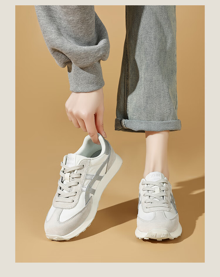 ZHR Women's Casual Shoes, Fashionable Comfortable Running Height-Increasing Women's Shoes, Thick-Soled Versatile Training Shoes, AK199 White Silver, Size 39 8