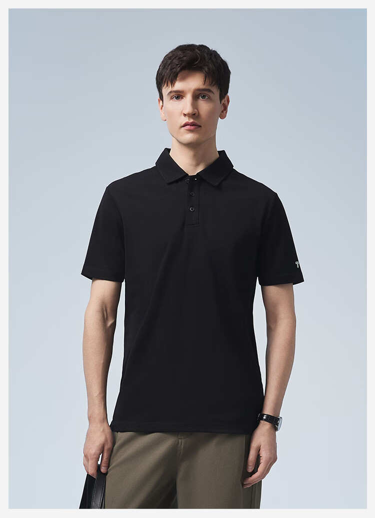 MuzhibaixiaoT Comfortable Short-Sleeve Polo Shirt for Men, Spring/summer Breathable Business Casual Collared White Xiaomao, Ink Black, 3XL 10