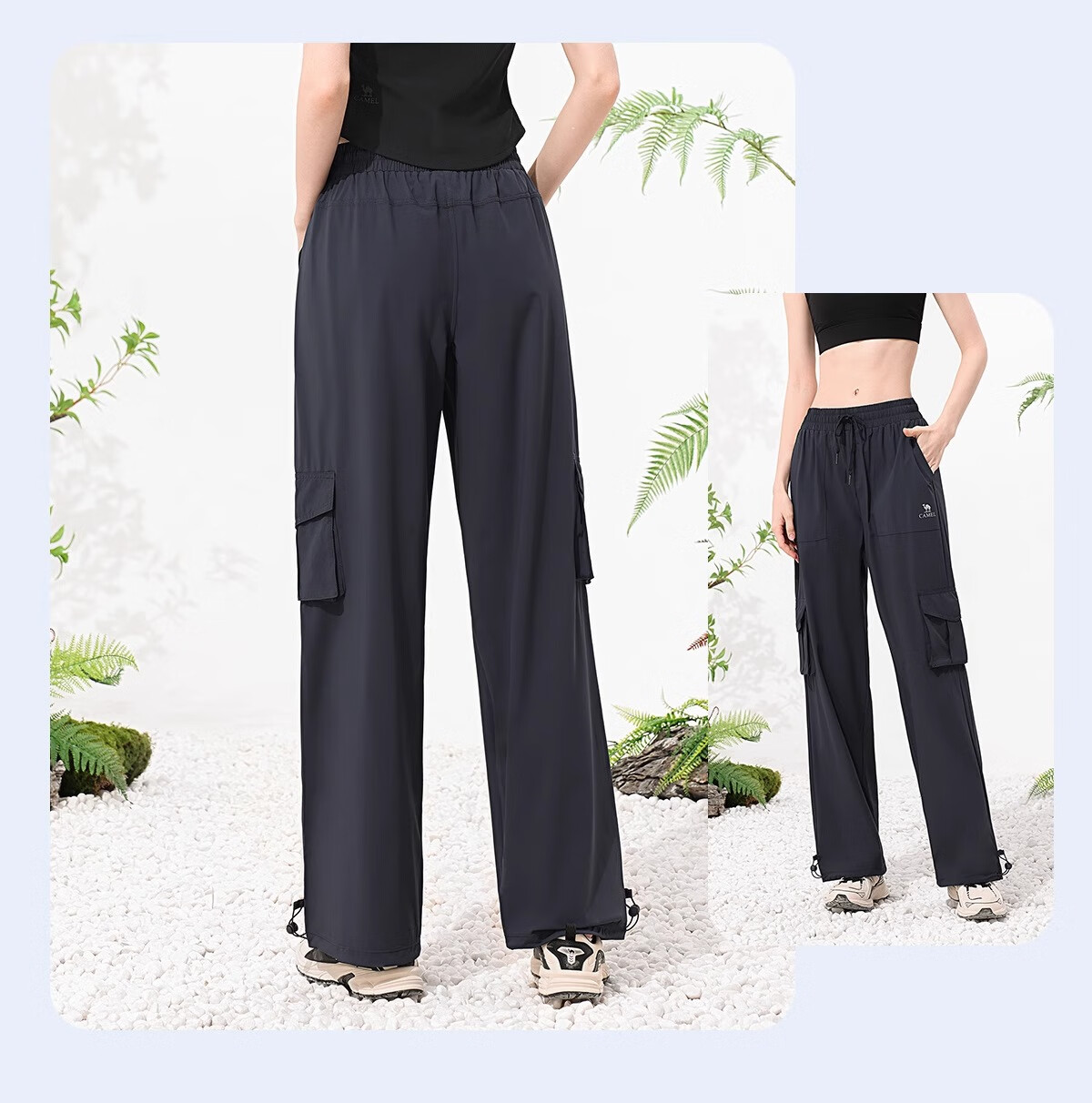 CAMEL Women's Paratrooper Cargo Pants High-Waist 2025 Spring/summer New Loose Straight-Leg Pants Breathable Sun Protection Casual Pants L 29