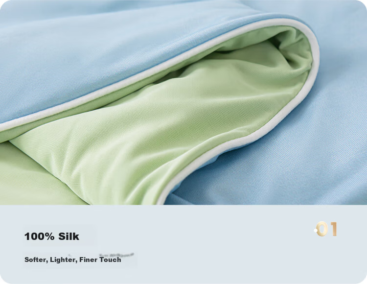 Dunlopillo Silk Comforter, Class A Cooling Sensation, Cooling Value 0.23, Air Conditioning Quilt, Summer Cool Quilt, Sky Blue, 2*2.3m 9
