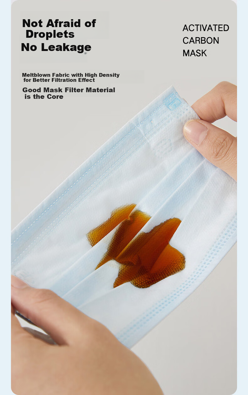 GuanHua E1103 Disposable Protective Masks, 1 Box of 50, Blue, Comfortable Breathable Three-Layer Protection, Filtration Efficiency Greater Than 95%, Adult Protective Masks 7