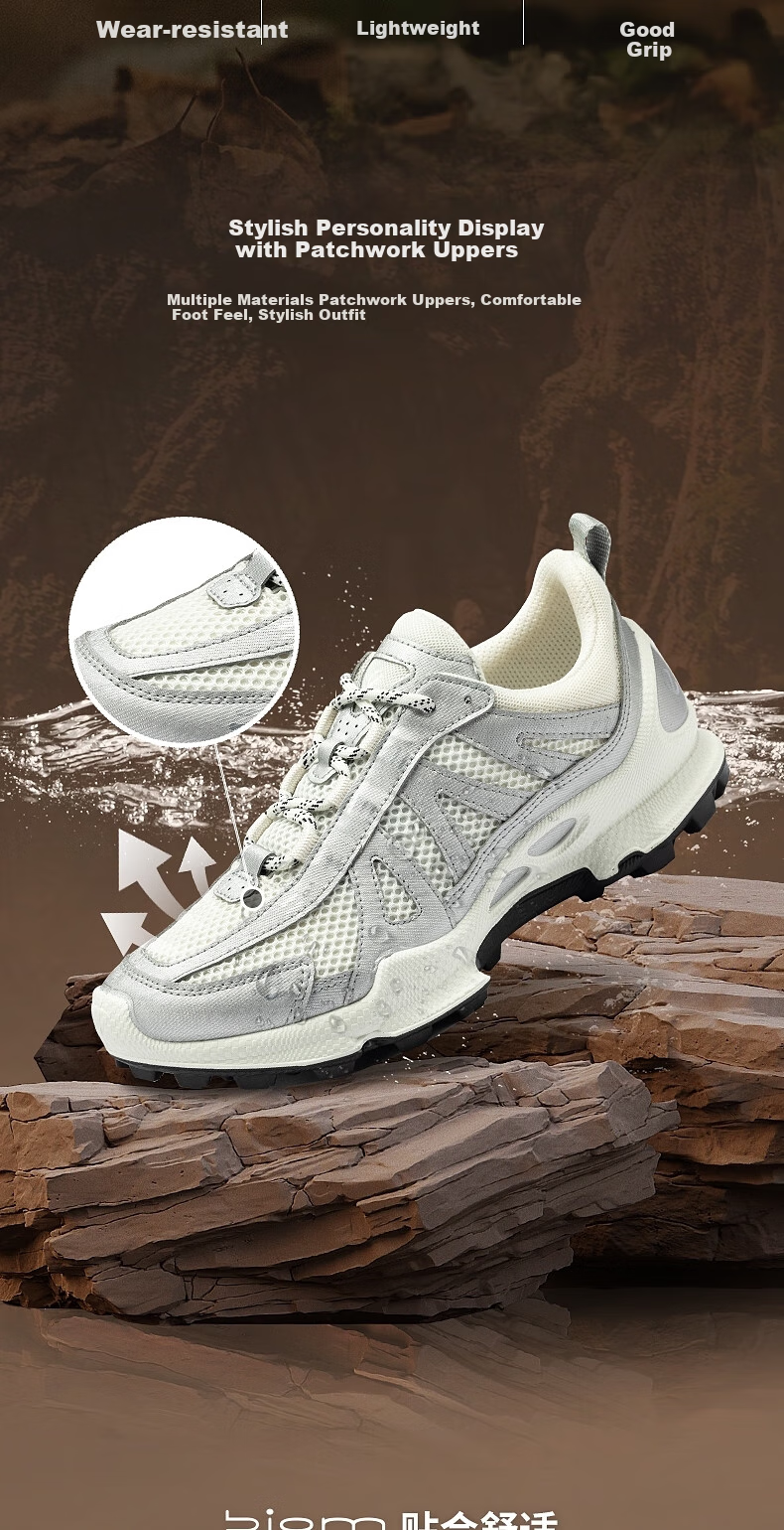 ECCO BIOM C Trail Breathable Thick-Soled Dad Shoes Outdoor Hiking Sports Shoes for Women, Jianbu 803223, Silver, Size 38 2