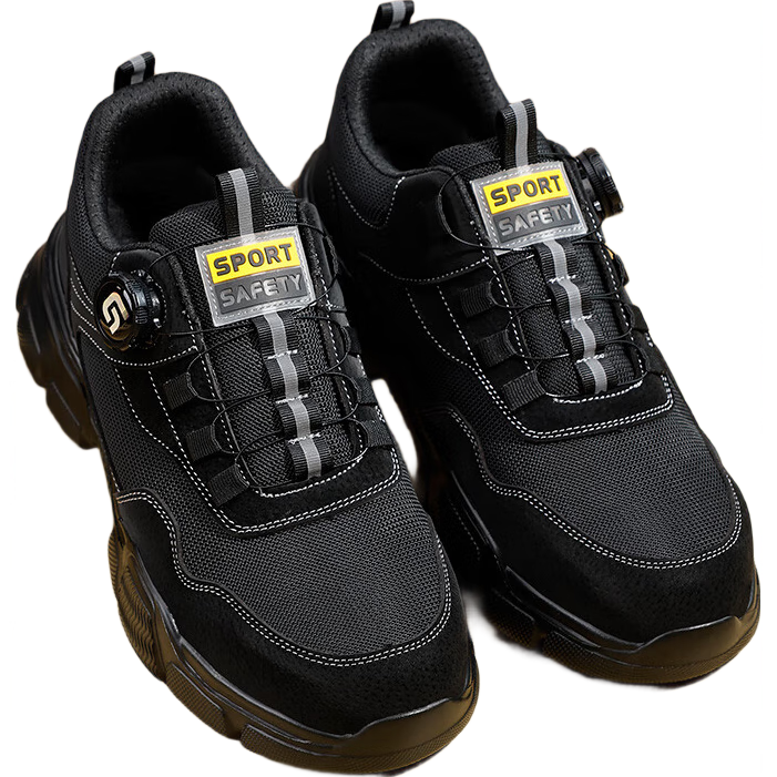Fumeier Men's Safety Work Shoes Steel Toe Cap Anti-Smash Puncture Ultra-Light Comfortable Construction Site Shoes F135BK Size 45