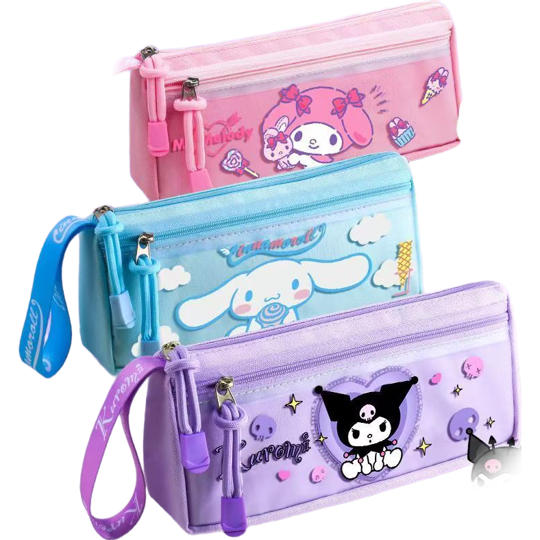 Yuji Kuromi Pencil Case Authentic Girls Elementary School Stationery Box High-Value New Grade 1 Large Capacity Pencil Bag Girls Sanrio Transparent Pencil Case