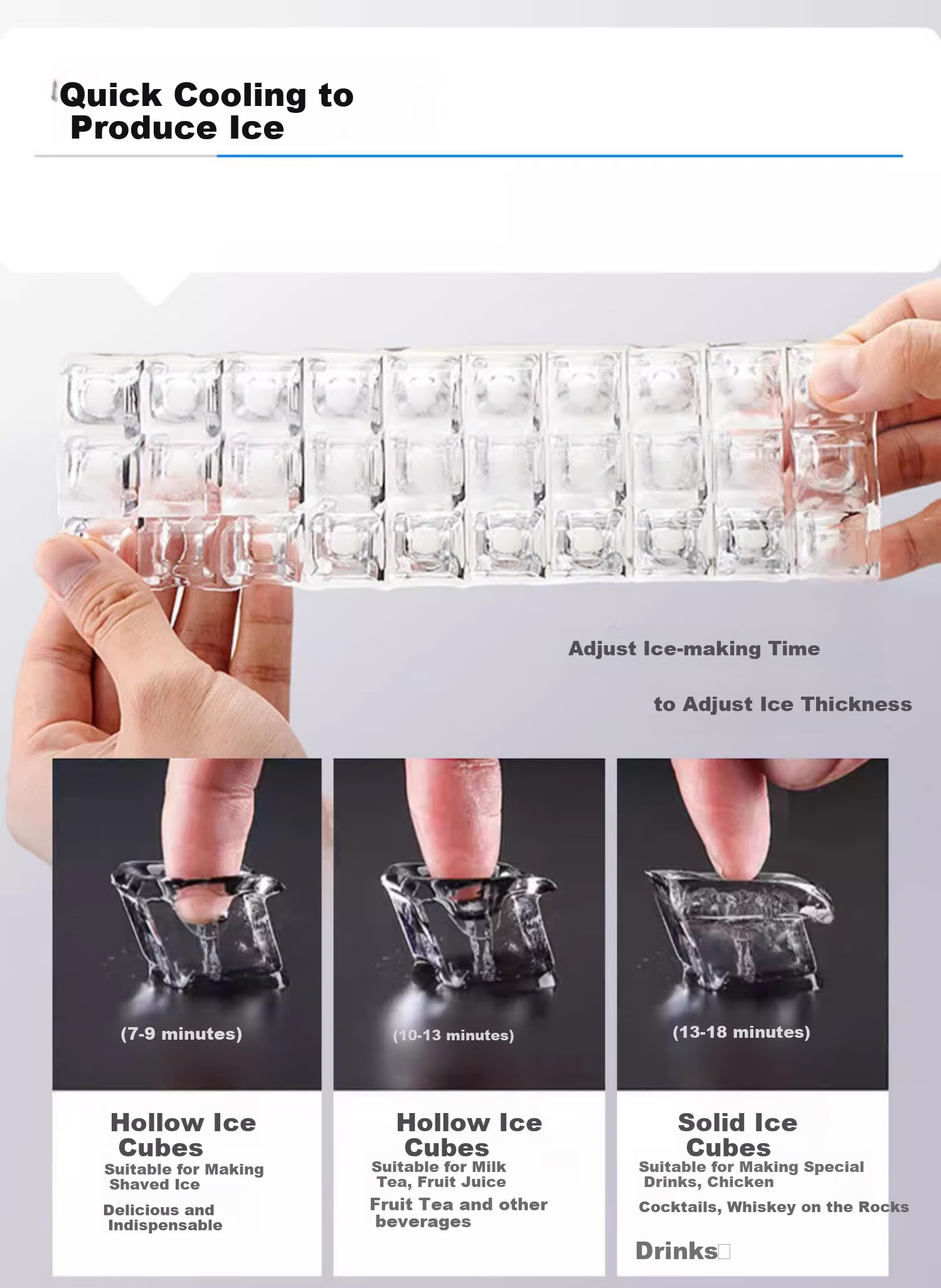 Hicon Ice Maker, Home Small Cube Ice Machine, Automatic Ice Cube Making, Antibacterial Timer, Stainless Steel Ice Maker 5