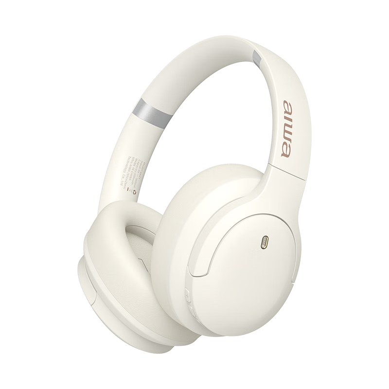 Aiwa AW21 [Active Noise Cancellation -45dB], Headphones, Over-Ear Bluetooth Wireless, Long Battery Life, Sports High-Quality Sound, Compatible with Apple, Huawei, Xiaomi, Gift, White