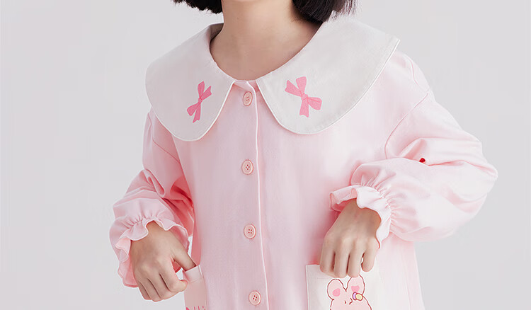 DEESHA Girls' 60S Pure Cotton Pajamas, Double-Sided Fabric, All-Season, Cute And Sweet Princess Style, All-Cotton Children's Long-Sleeve Cardigan Loungewear 5