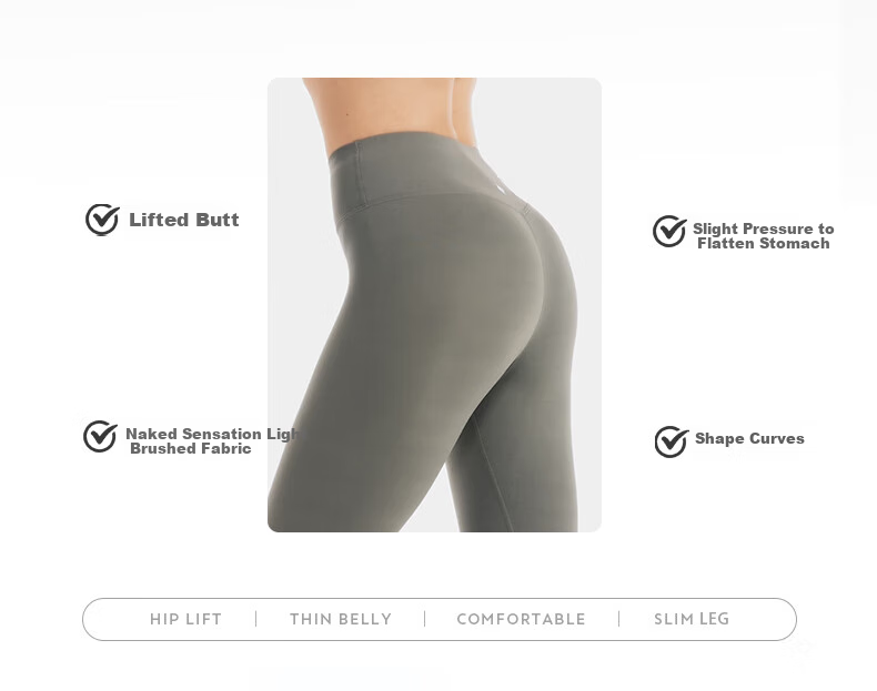DECATHLON Women's Cloud-Feel Yoga Leggings, High-Waisted, Butt-Lifting, Quick-Dry, Base Layer Fitness Pants, Autumn And Winter, Khaki Gray, 5115836 3