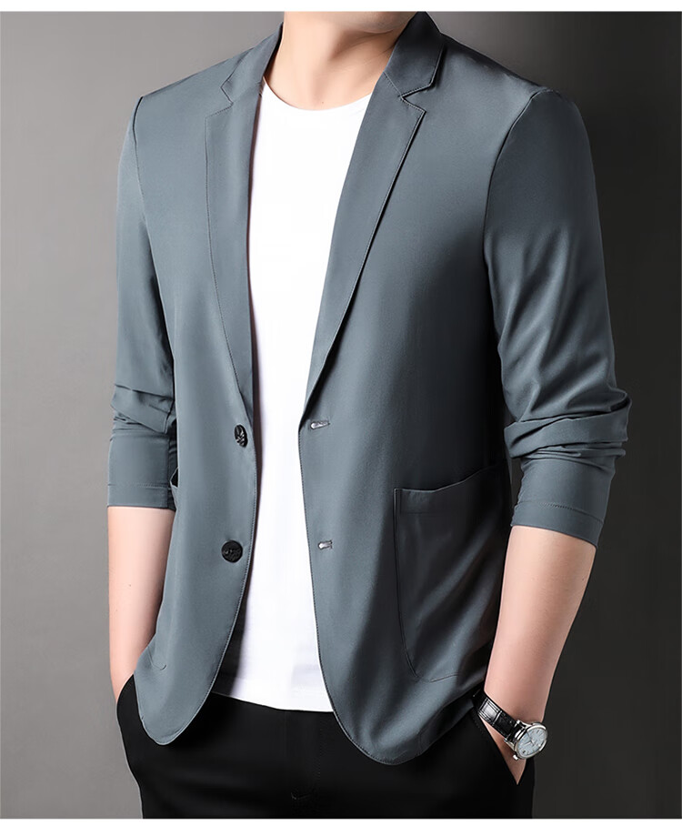 TUCANO Men's Summer Ice-Feel Anti-UV Blazer Suit Jacket Professional Business Casual Top Black XL 15
